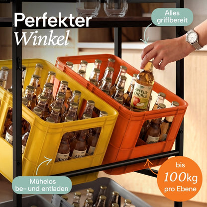Getränkekistenregal Halldor mit Ablage &amp; Holzoptik - 