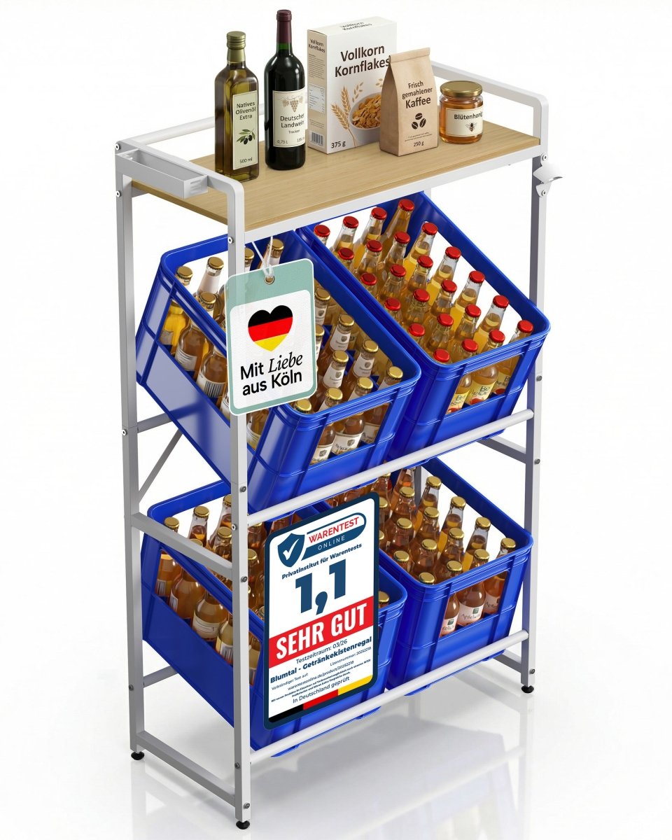 Getränkekistenregal Halldor mit Ablage &amp; Holzoptik - 