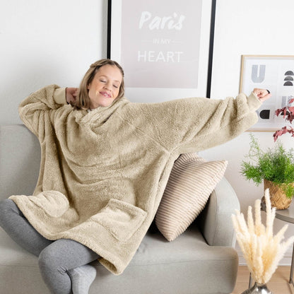 HOODIE DECKE - Oeko - TEX zertifizierter Kuschelpullover mit Kapuze - 
