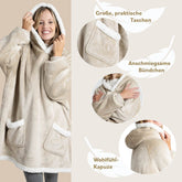 HOODIE DECKE - Oeko - TEX zertifizierter Kuschelpullover mit Kapuze - 