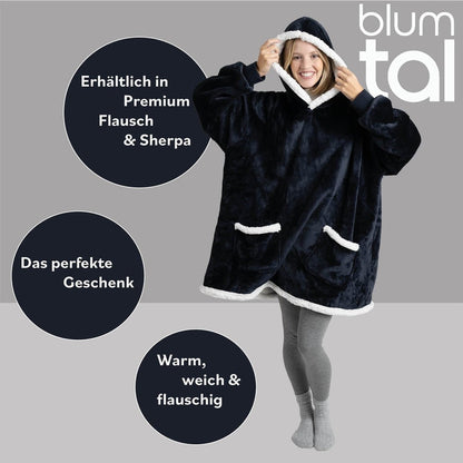 HOODIE DECKE - Oeko - TEX zertifizierter Kuschelpullover mit Kapuze - 
