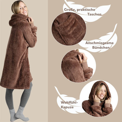 HOODIE DECKE - Oeko - TEX zertifizierter Kuschelpullover mit Kapuze - 
