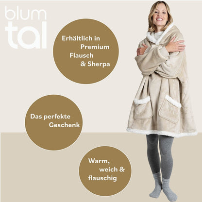 HOODIE DECKE - Oeko - TEX zertifizierter Kuschelpullover mit Kapuze - 