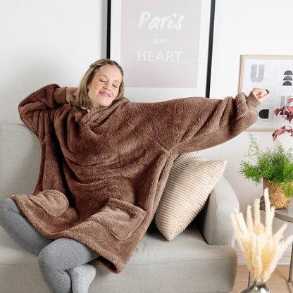 HOODIE DECKE - Oeko - TEX zertifizierter Kuschelpullover mit Kapuze - 