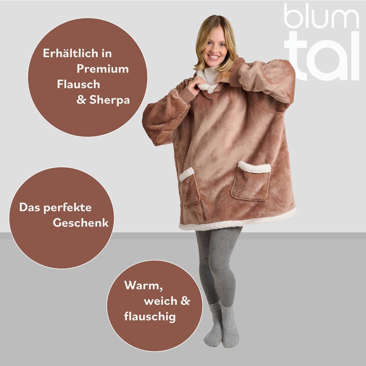 HOODIE DECKE - Oeko - TEX zertifizierter Kuschelpullover mit Kapuze - 