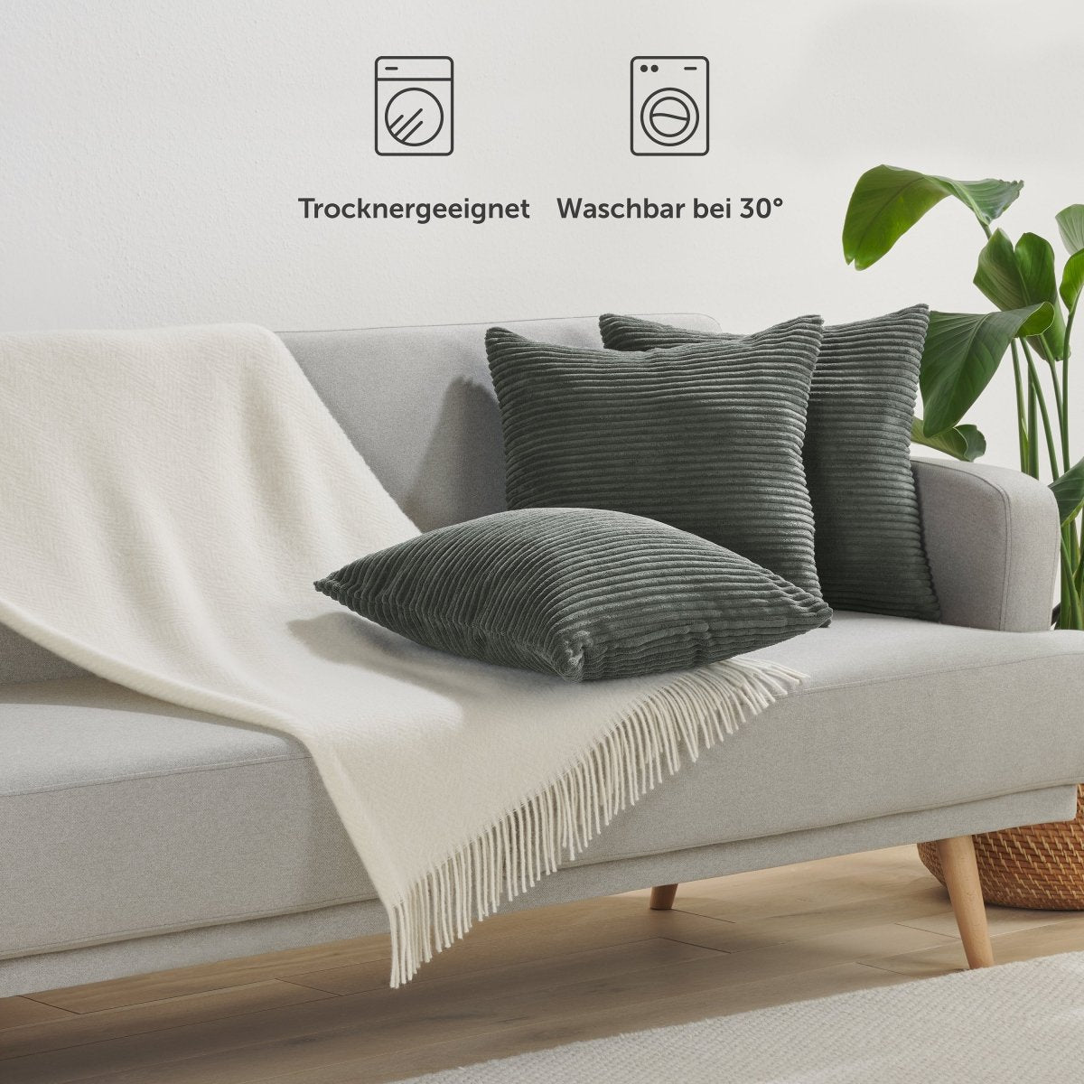 KISSENBEZUG im zweier Set aus Kord - Sofakissen, Couchkissen oder Dekokissen - 