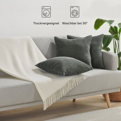 KISSENBEZUG im zweier Set aus Kord - Sofakissen, Couchkissen oder Dekokissen - 