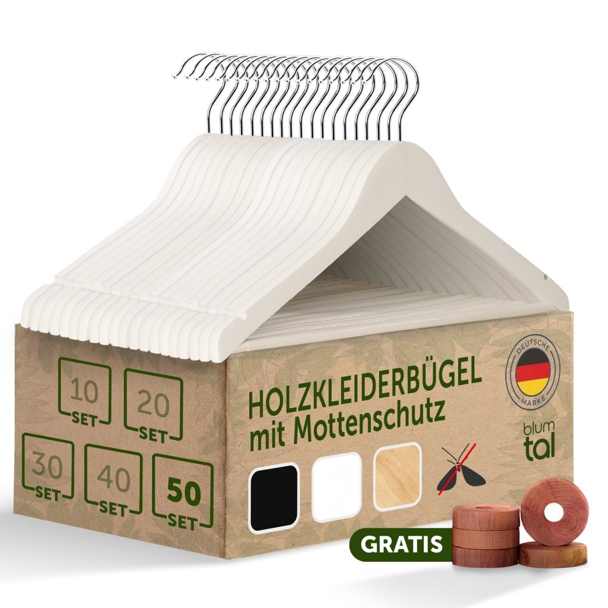 KLEIDERBÜGEL Benjamin - aus Holz mit Rockkerbe und Hosensteg - 
