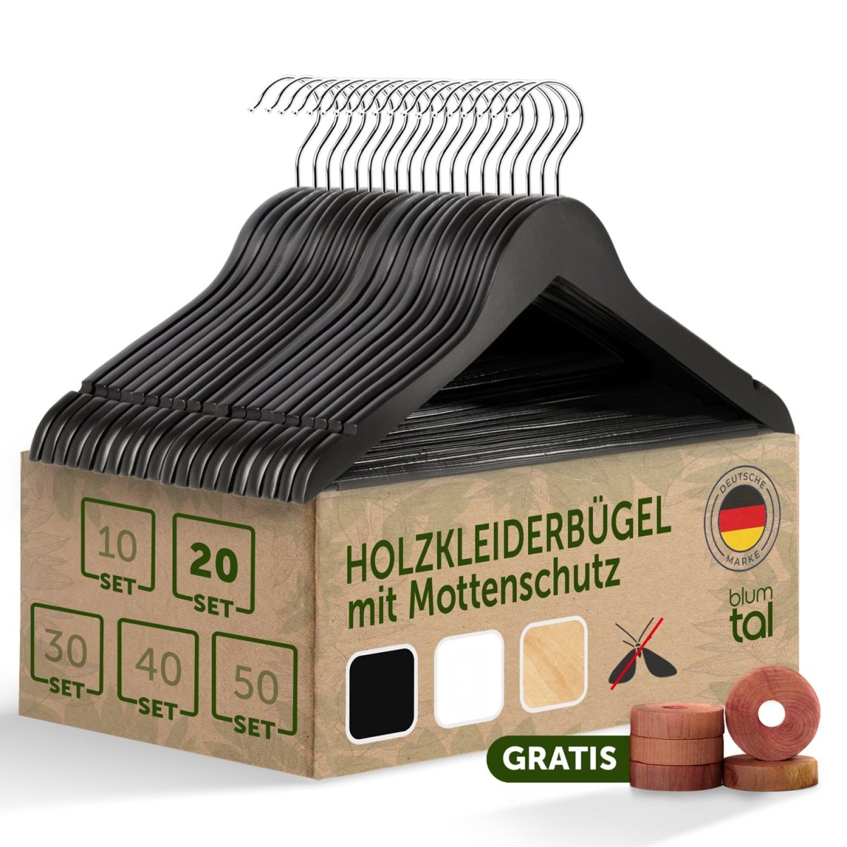 KLEIDERBÜGEL Benjamin - aus Holz mit Rockkerbe und Hosensteg - 