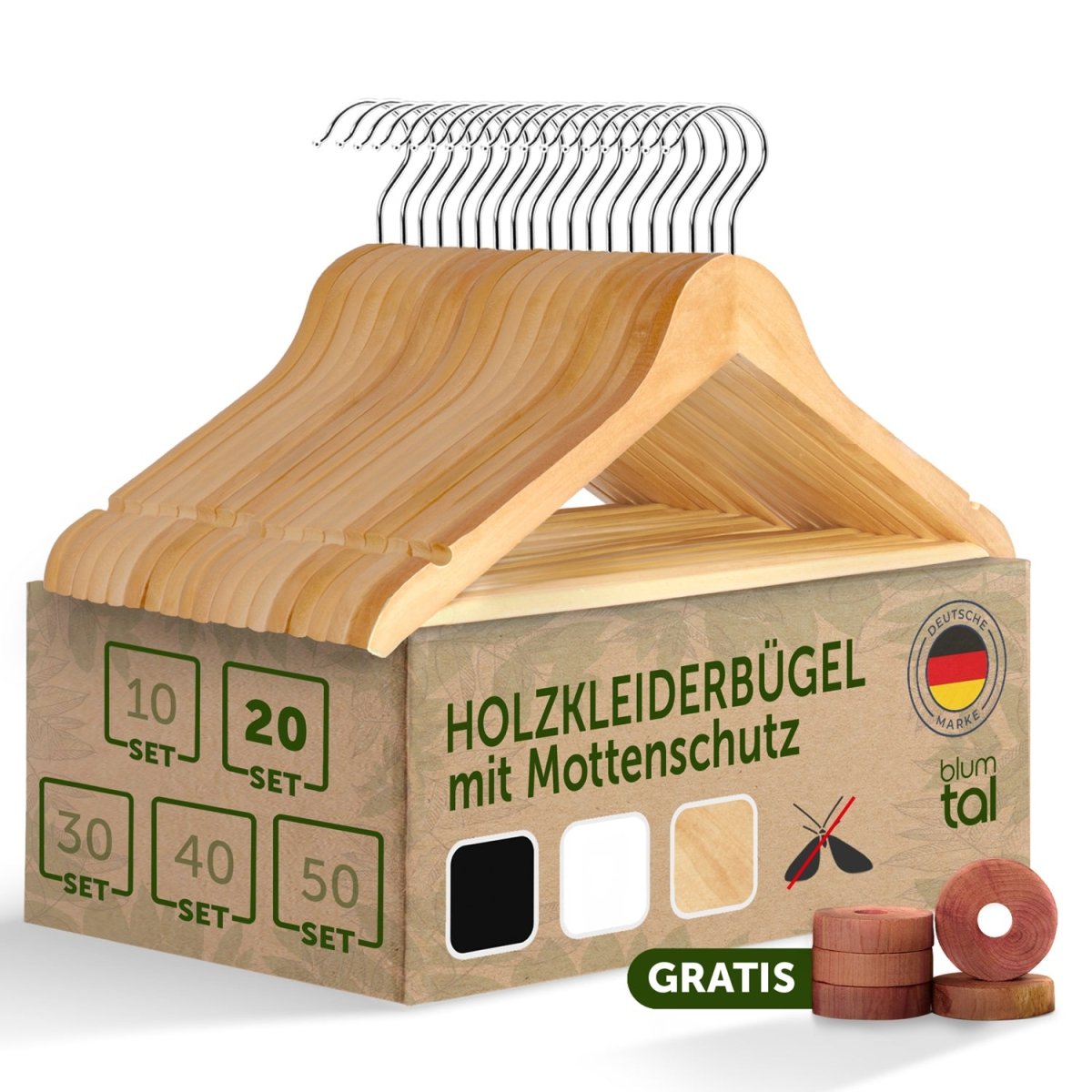 KLEIDERBÜGEL Benjamin - aus Holz mit Rockkerbe und Hosensteg - 