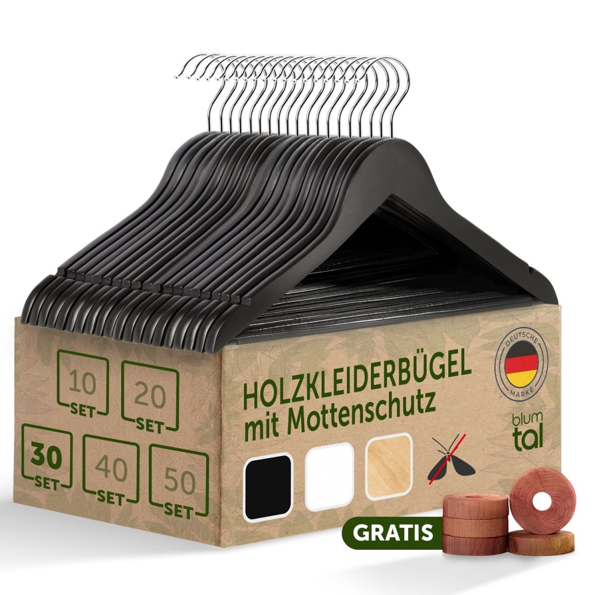 KLEIDERBÜGEL Benjamin - aus Holz mit Rockkerbe und Hosensteg - 