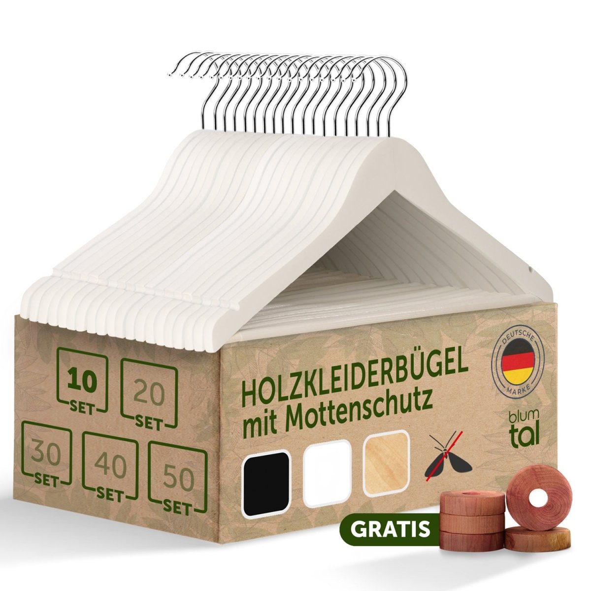 KLEIDERBÜGEL Benjamin - aus Holz mit Rockkerbe und Hosensteg - 