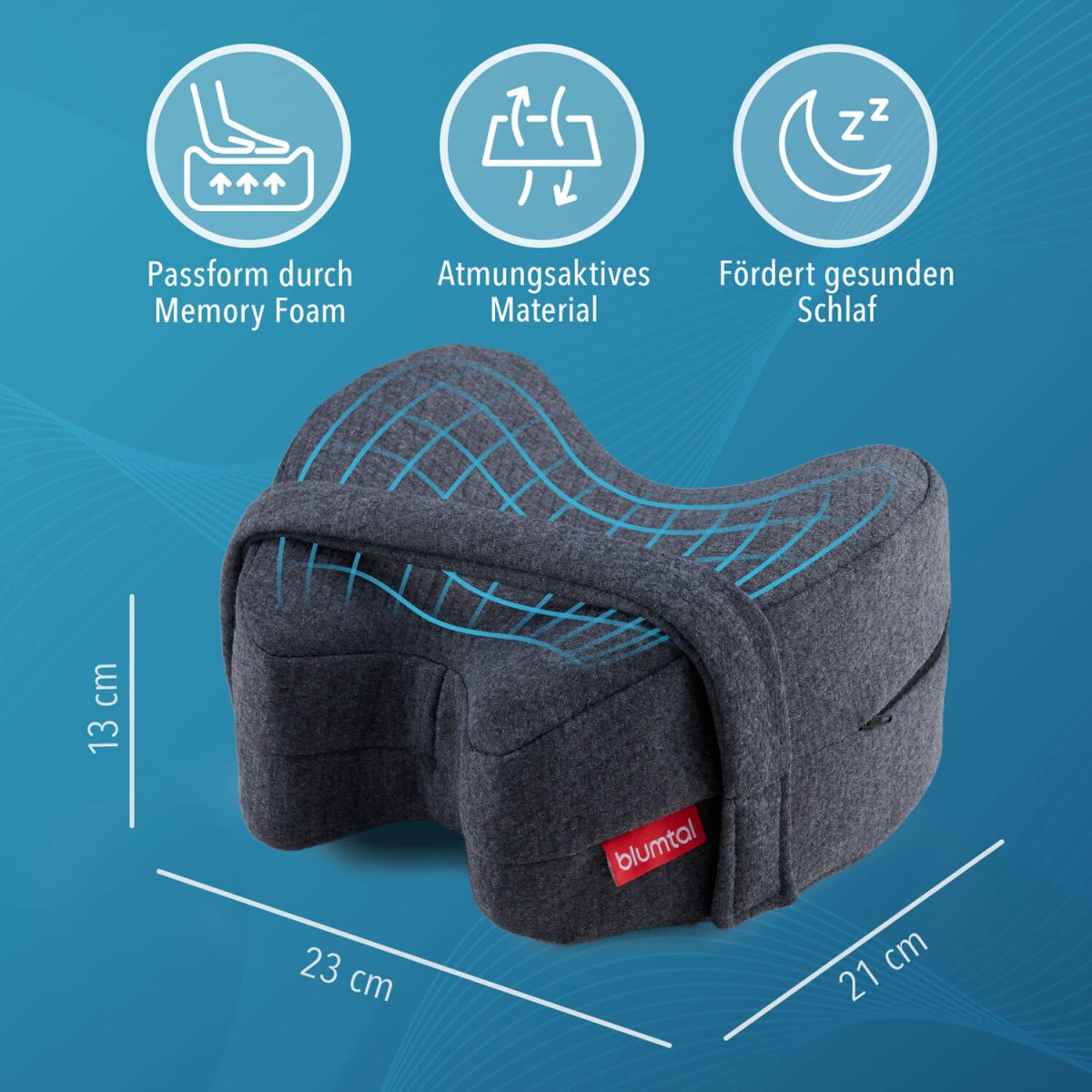 KNIEKISSEN für Seitenschläfer aus Memory Foam, Oeko - Tex Zertifiziert - 