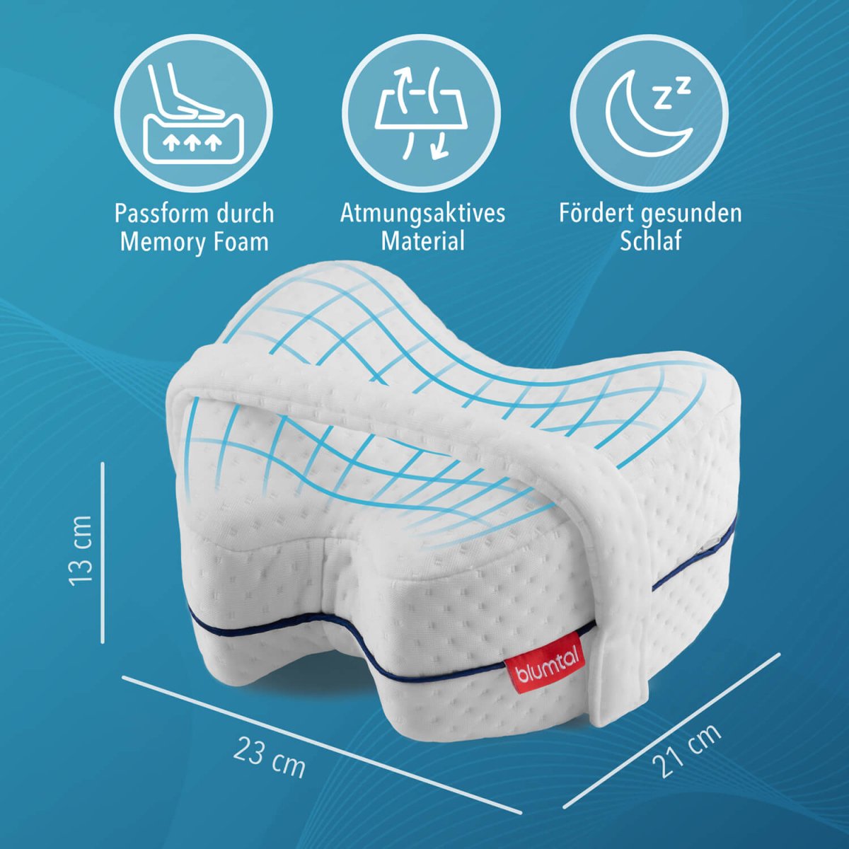 KNIEKISSEN für Seitenschläfer aus Memory Foam, Oeko - Tex Zertifiziert - 