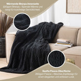 KUSCHELDECKE mit Zopfstrick - Optik - 