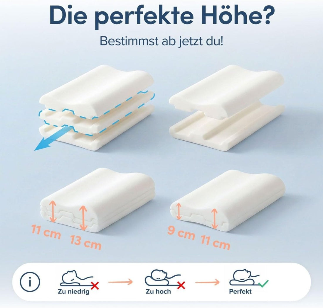MEMORY FOAM KISSEN - Orthopädisches Nackenstützkissen, Höhenverstellbar-