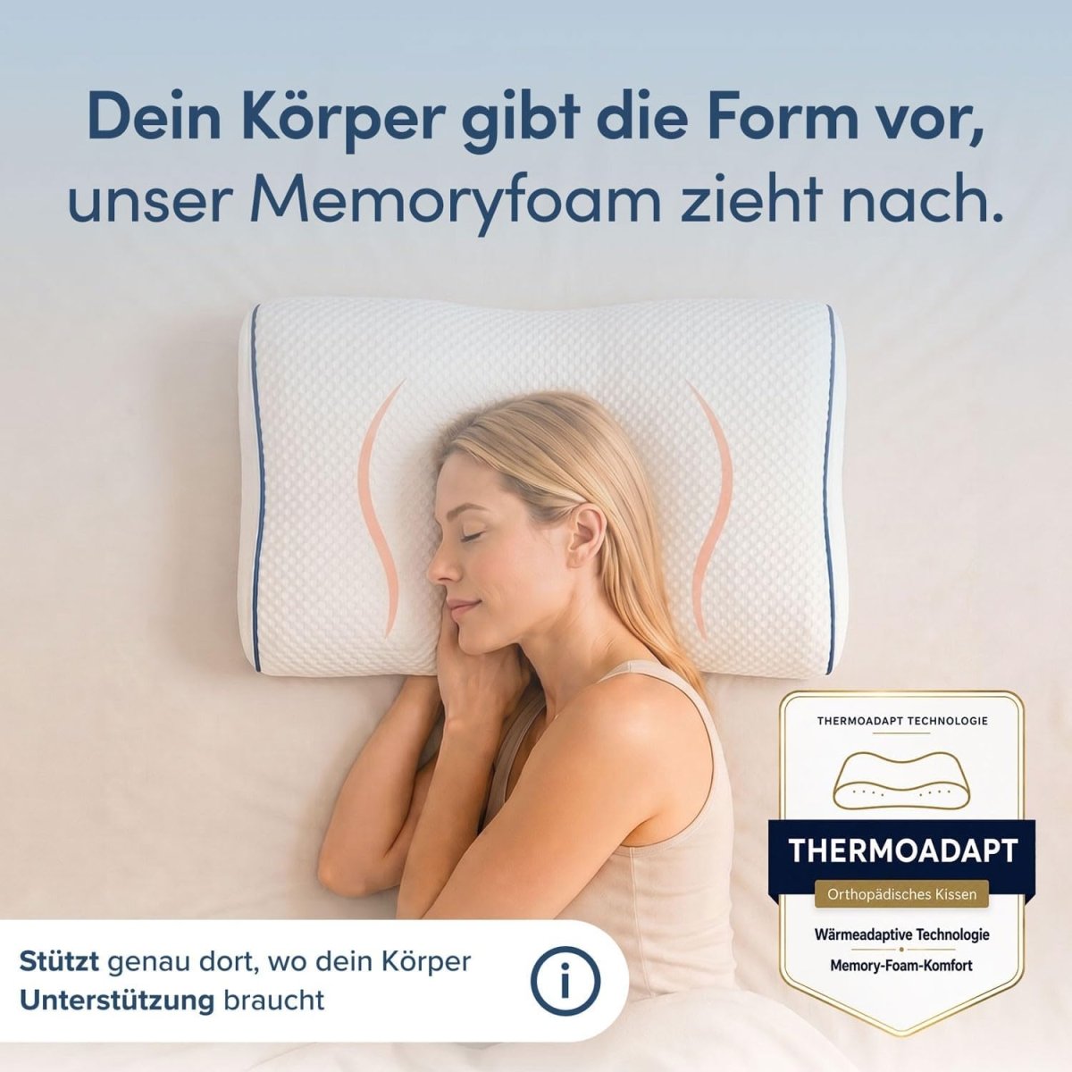 MEMORY FOAM KISSEN - Orthopädisches Nackenstützkissen, Höhenverstellbar-