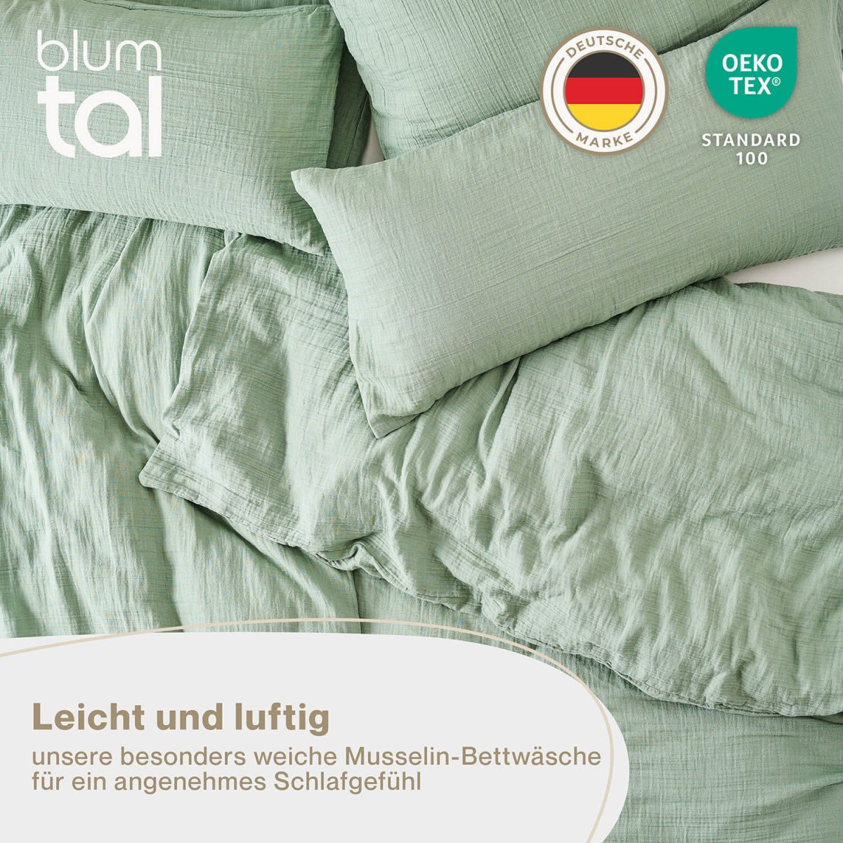 Musselin BETTWÄSCHE Vili aus Baumwolle, Oeko - Tex Zertifiziert - 