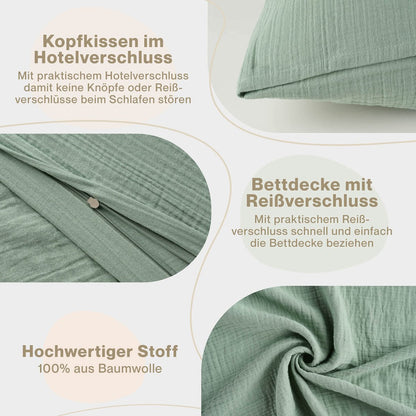 Musselin BETTWÄSCHE Vili aus Baumwolle, Oeko - Tex Zertifiziert - 