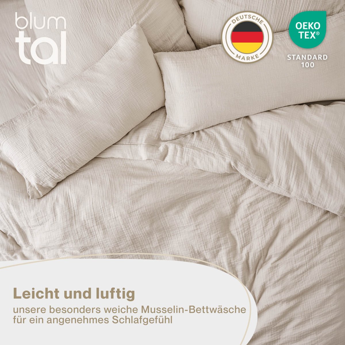 Musselin BETTWÄSCHE Vili aus Baumwolle, Oeko - Tex Zertifiziert - 
