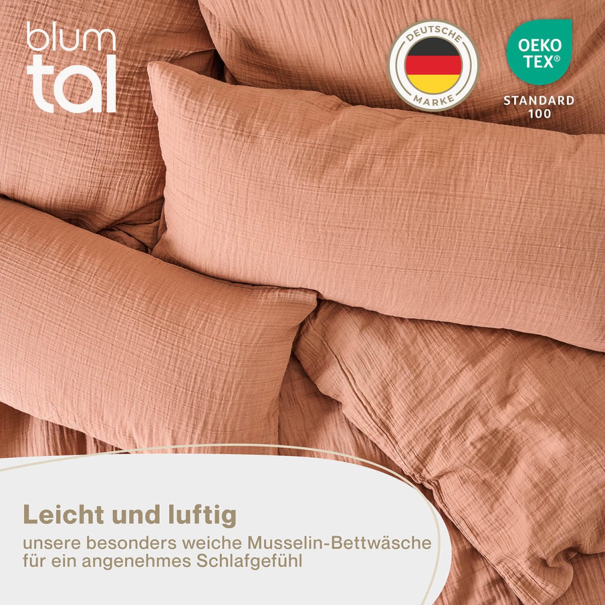 Musselin BETTWÄSCHE Vili aus Baumwolle, Oeko - Tex Zertifiziert - 