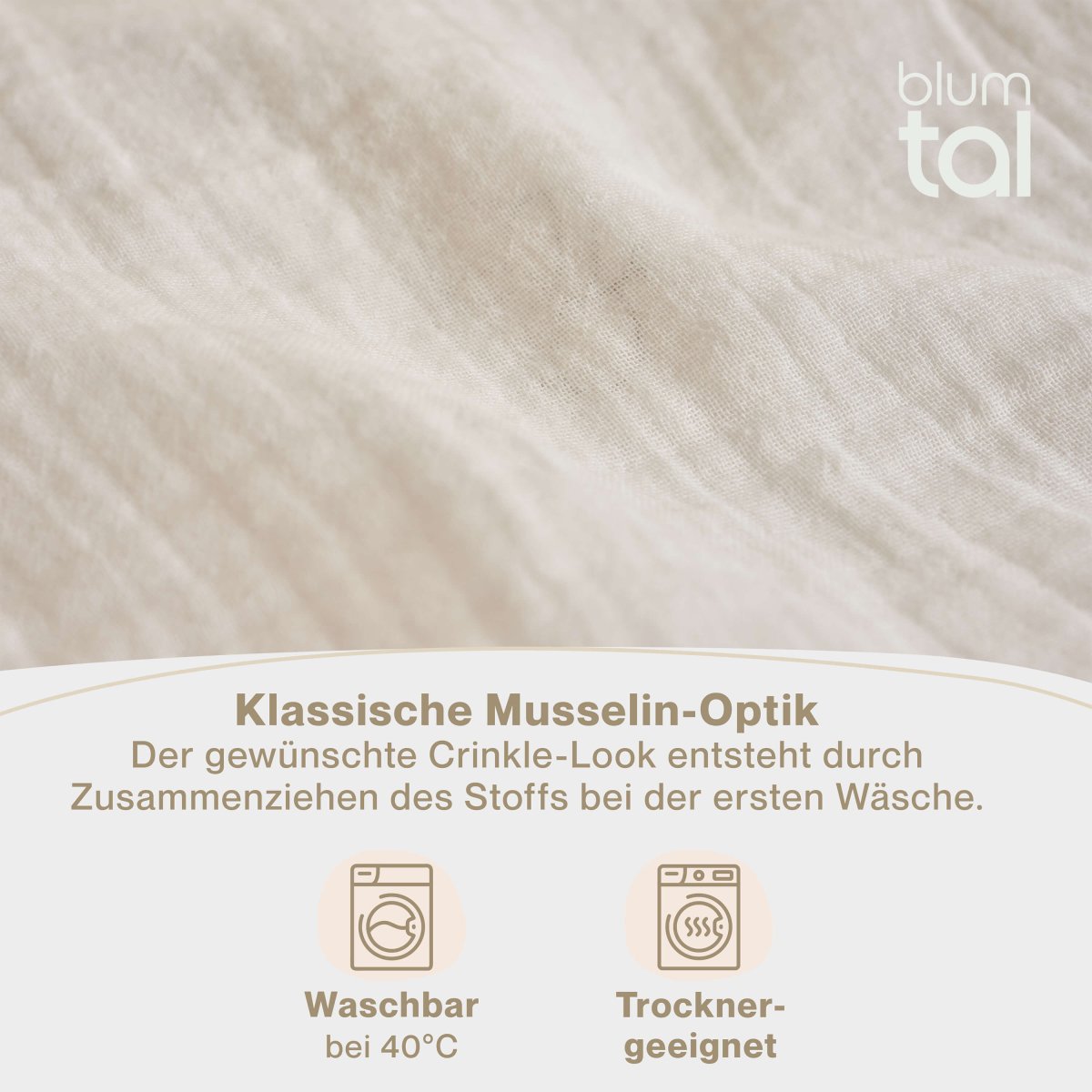 Musselin BETTWÄSCHE Vili aus Baumwolle, Oeko - Tex Zertifiziert - 