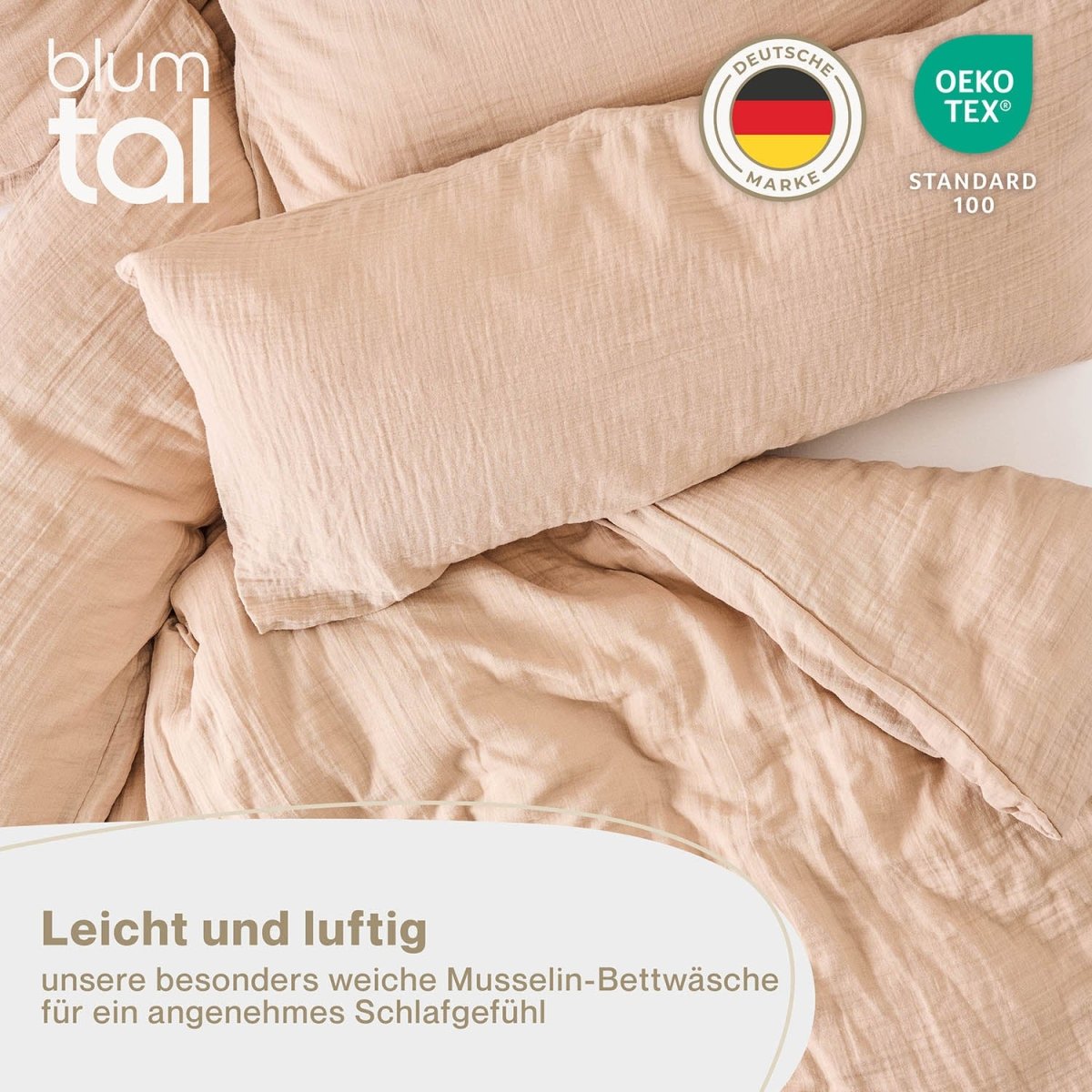 Musselin BETTWÄSCHE Vili aus Baumwolle, Oeko - Tex Zertifiziert - 
