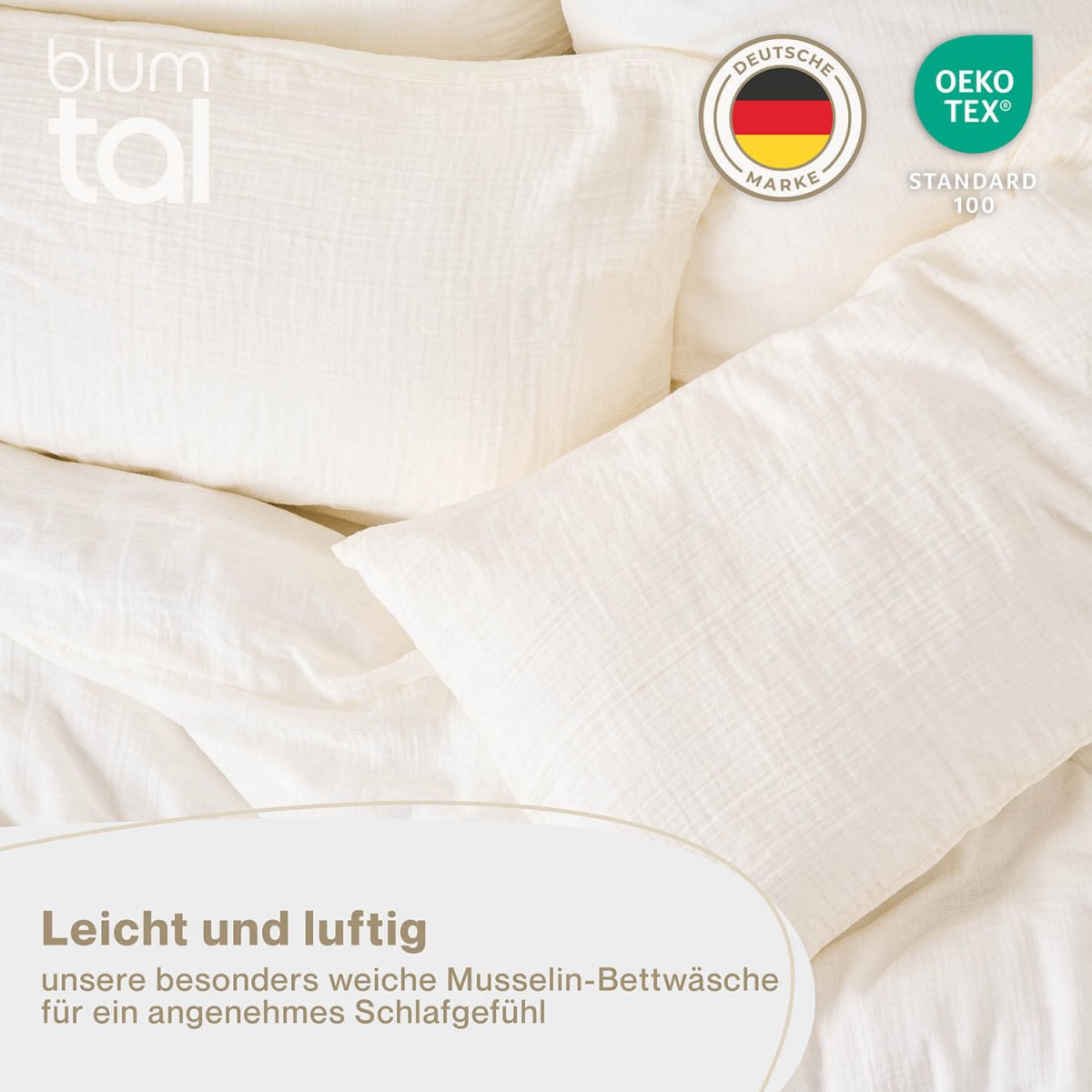 Musselin BETTWÄSCHE Vili aus Baumwolle, Oeko - Tex Zertifiziert - 