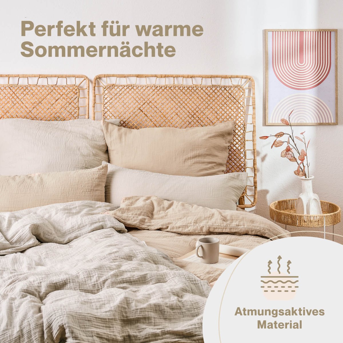 Musselin BETTWÄSCHE Vili aus Baumwolle, Oeko - Tex Zertifiziert - 