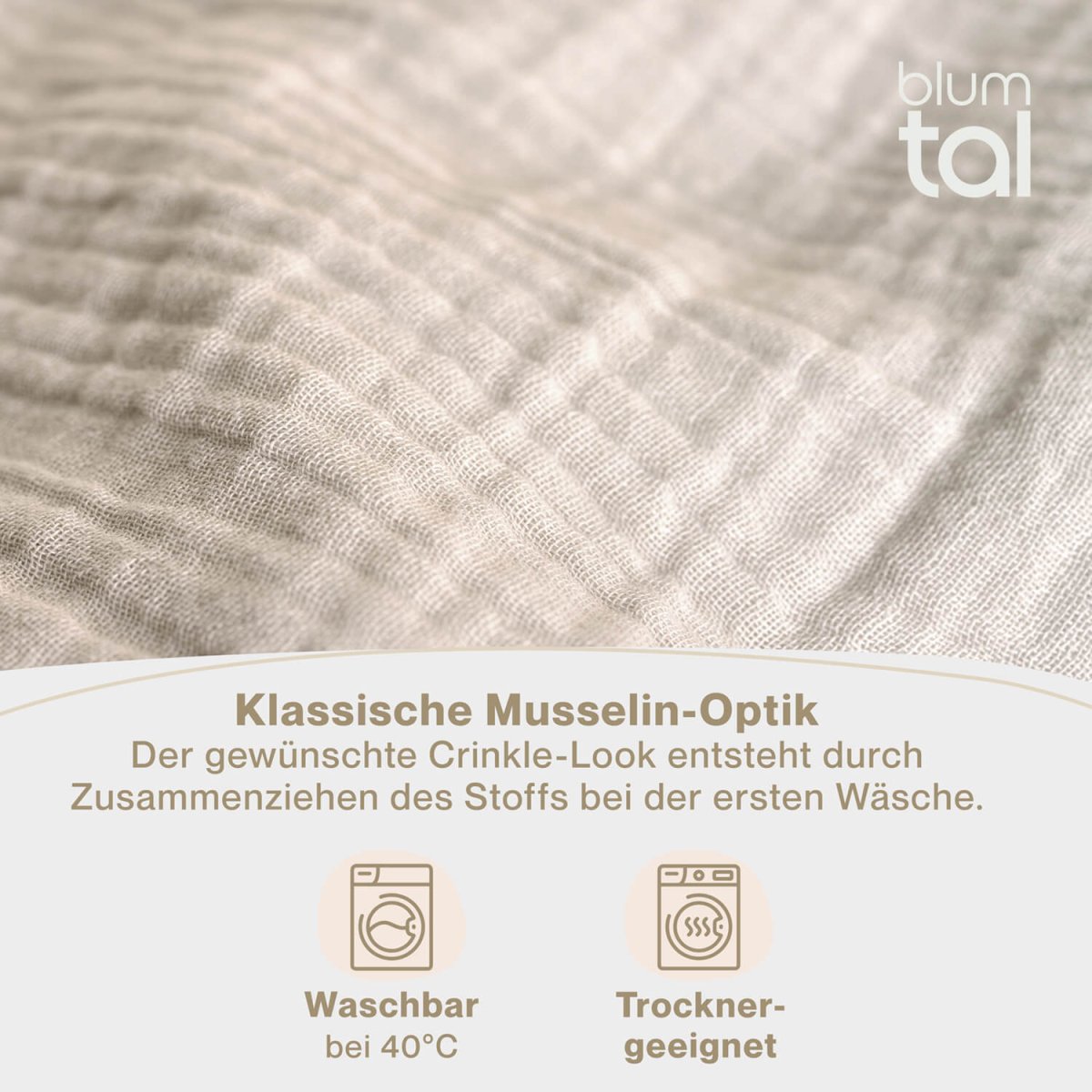 Musselin BETTWÄSCHE Vili aus Baumwolle, Oeko - Tex Zertifiziert - 