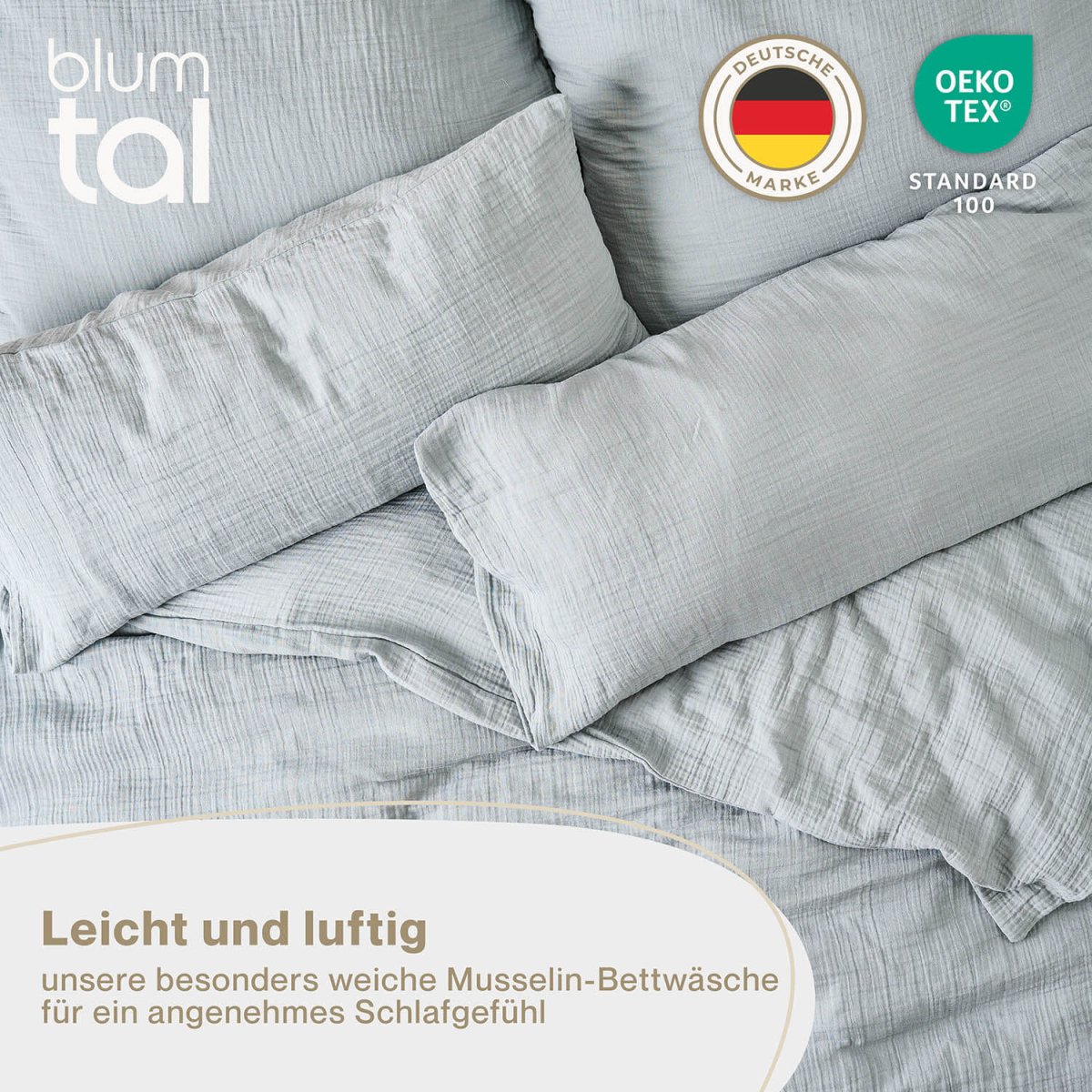 Musselin BETTWÄSCHE Vili aus Baumwolle, Oeko - Tex Zertifiziert - 