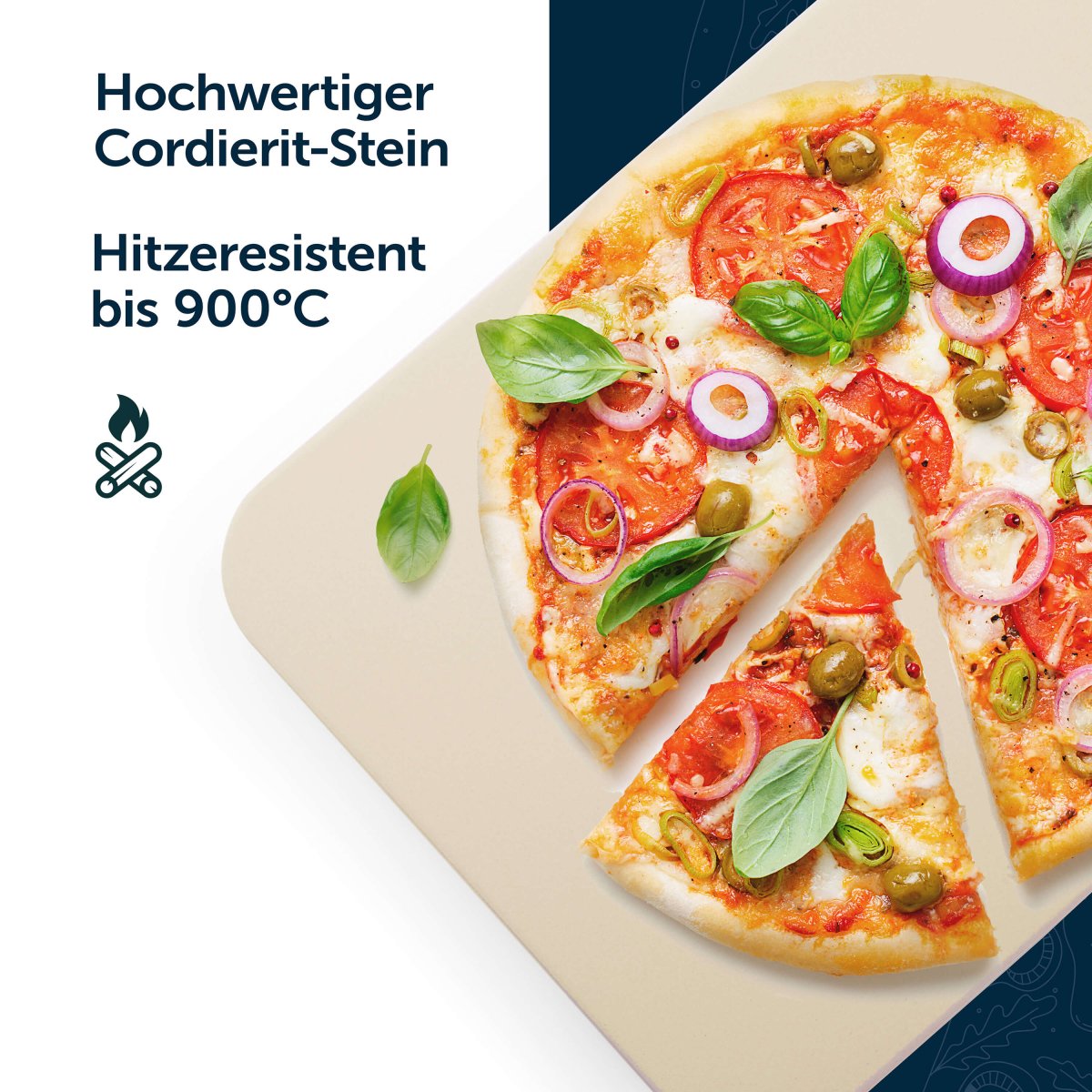 PIZZASTEIN aus Cordierit - Stein - 38x30 bis 900 C° - 