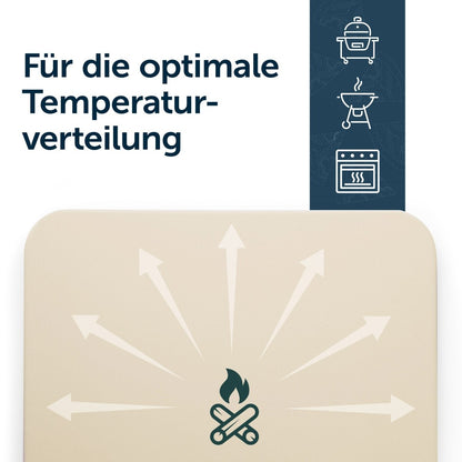 PIZZASTEIN für Gasgrill &amp; Backofen - inklusive Pizzaschieber &amp; Pizzaschneider - 