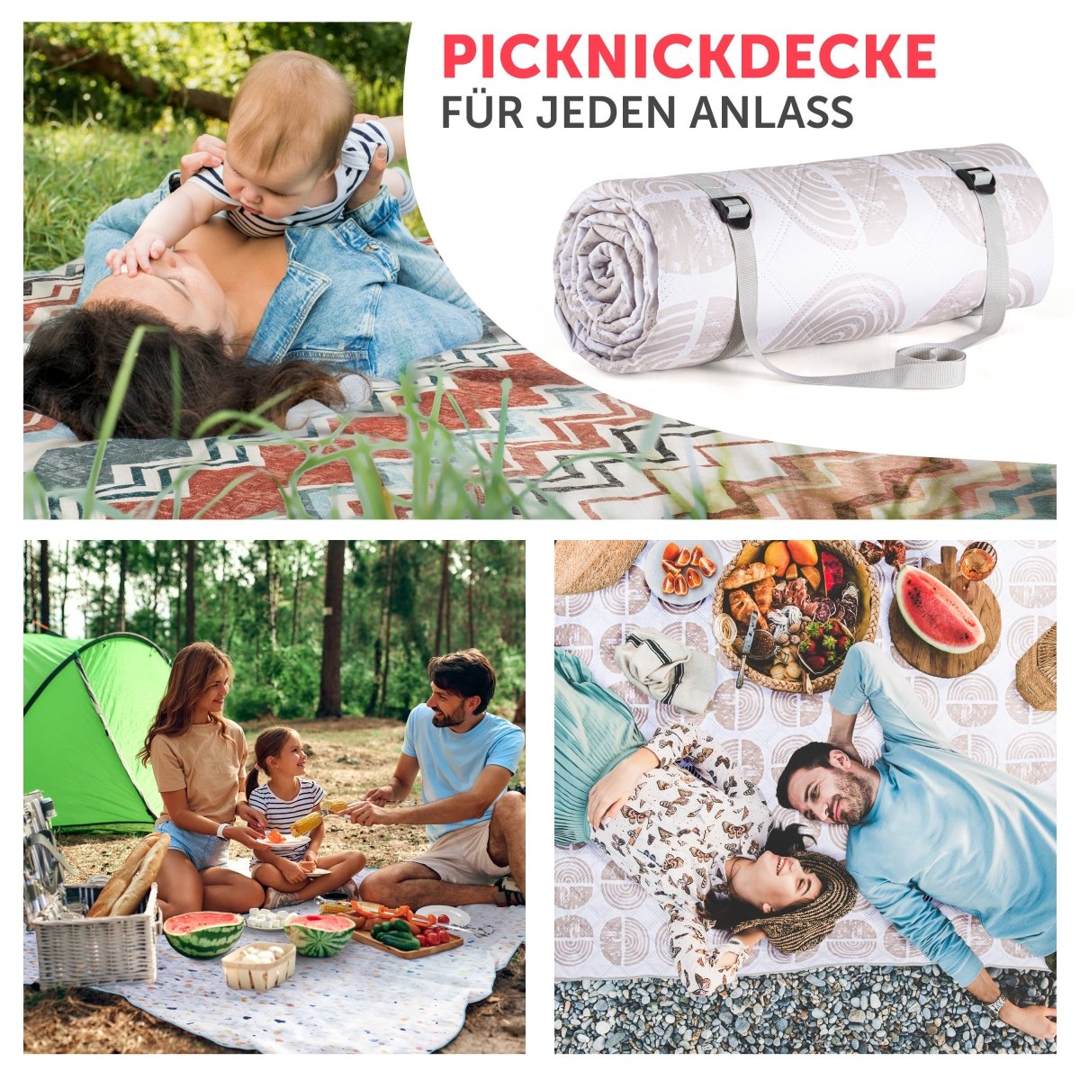 PREMIUM PICKNICKDECKE Wasserabweisend - leicht Waschbar - 