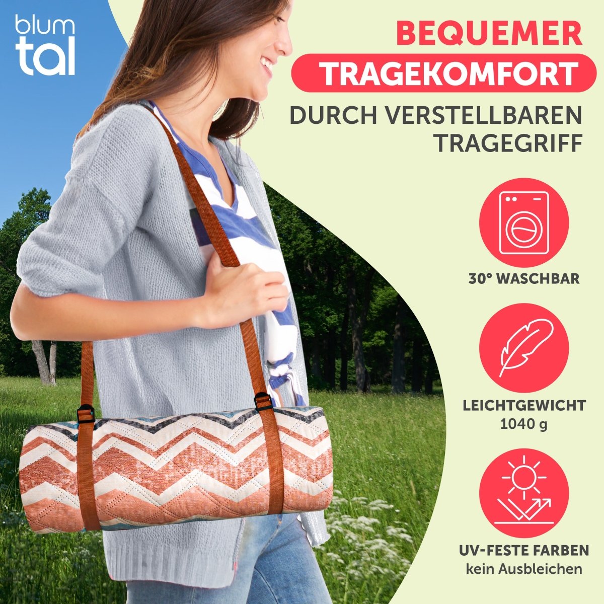PREMIUM PICKNICKDECKE Wasserabweisend - leicht Waschbar - 