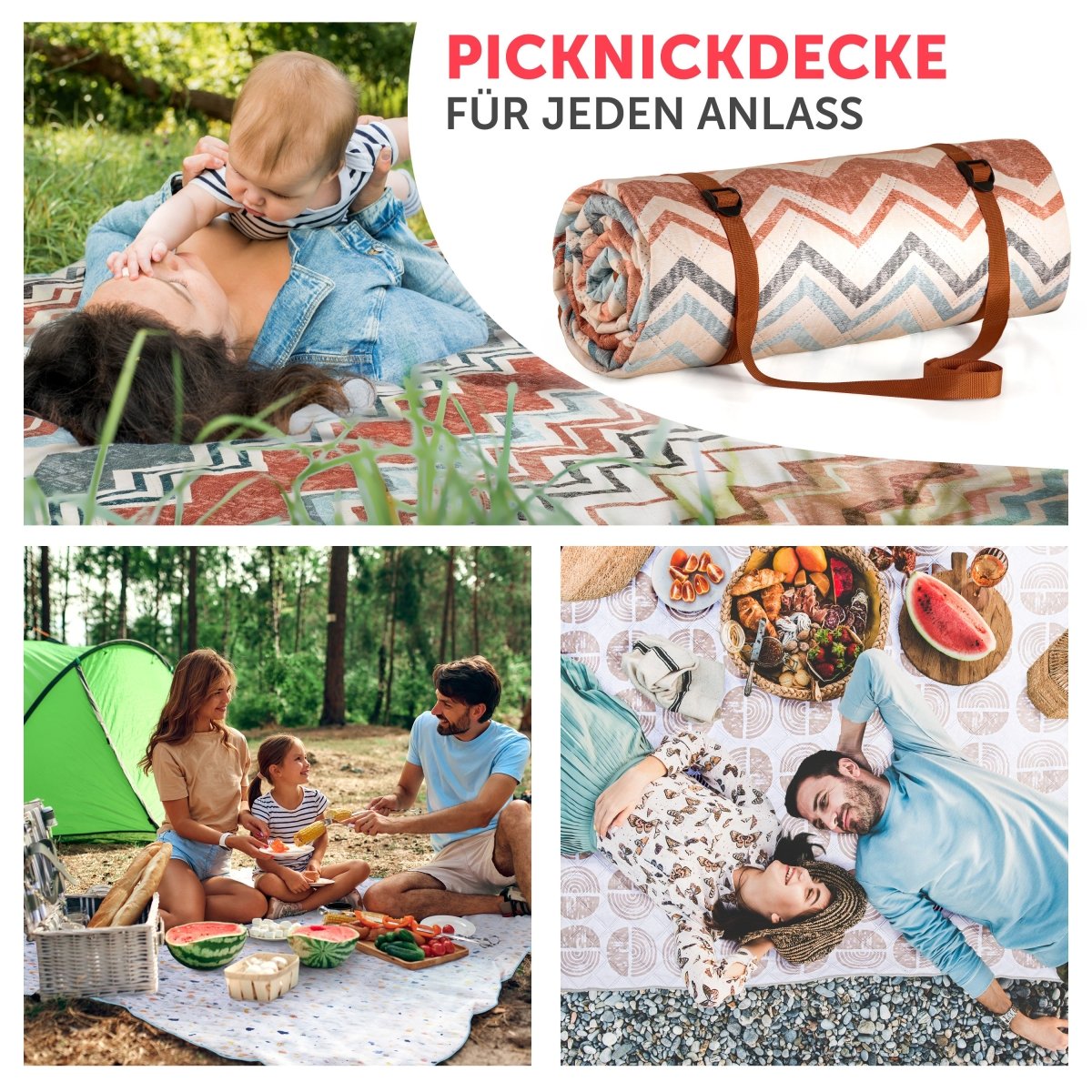 PREMIUM PICKNICKDECKE Wasserabweisend - leicht Waschbar - 