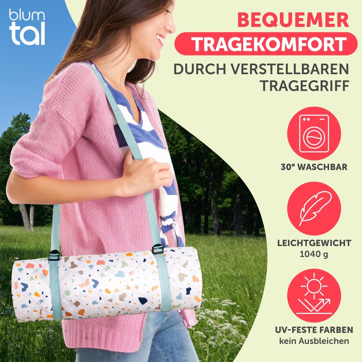 PREMIUM PICKNICKDECKE Wasserabweisend - leicht Waschbar - 