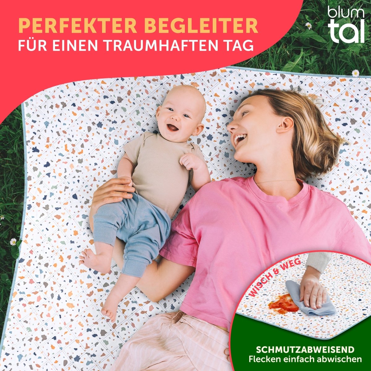 PREMIUM PICKNICKDECKE Wasserabweisend - leicht Waschbar - 