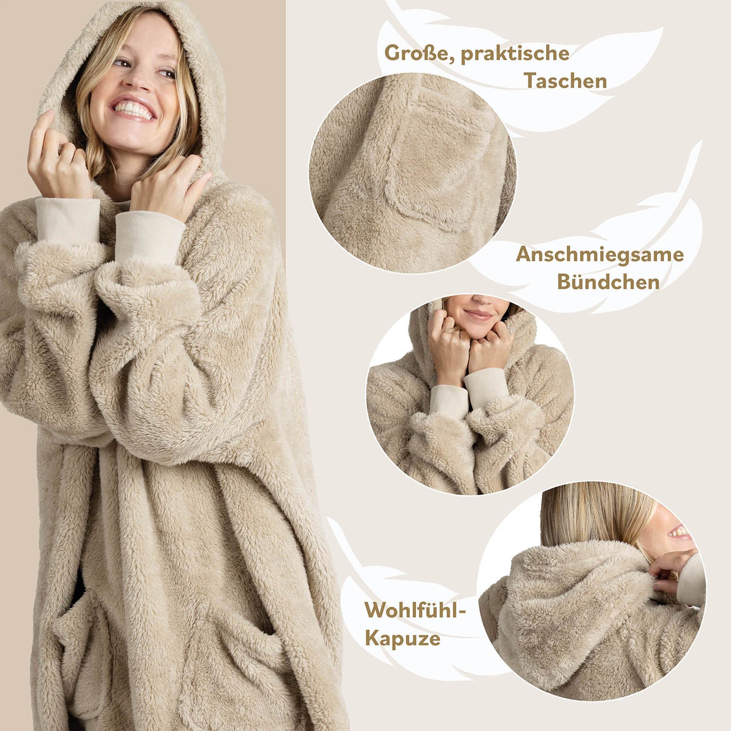 HOODIE DECKE - Oeko-TEX zertifizierter Kuschelpullover mit Kapuze