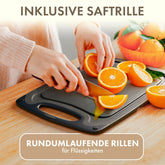 SCHNEIDEBRETT aus Kunststoff mit Saftrillen + Set & Farben - 