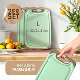SCHNEIDEBRETT aus Kunststoff mit Saftrillen + Set & Farben - 