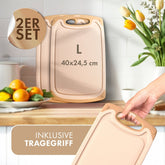 SCHNEIDEBRETT aus Kunststoff mit Saftrillen + Set & Farben - 