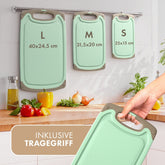 SCHNEIDEBRETT aus Kunststoff mit Saftrillen + Set & Farben - 