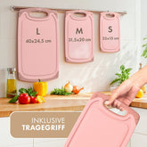 SCHNEIDEBRETT aus Kunststoff mit Saftrillen + Set & Farben - 