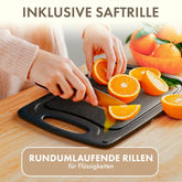 SCHNEIDEBRETT aus Kunststoff mit Saftrillen + Set & Farben - 