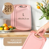 SCHNEIDEBRETT aus Kunststoff mit Saftrillen + Set & Farben - 
