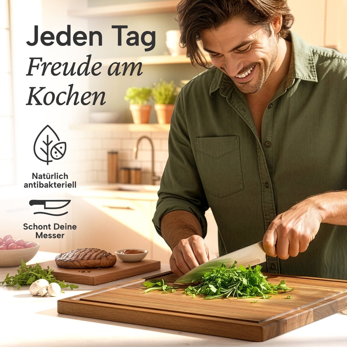 SCHNEIDEBRETT HOLZ Thrud - Massives Akazienholz 3er Set - 