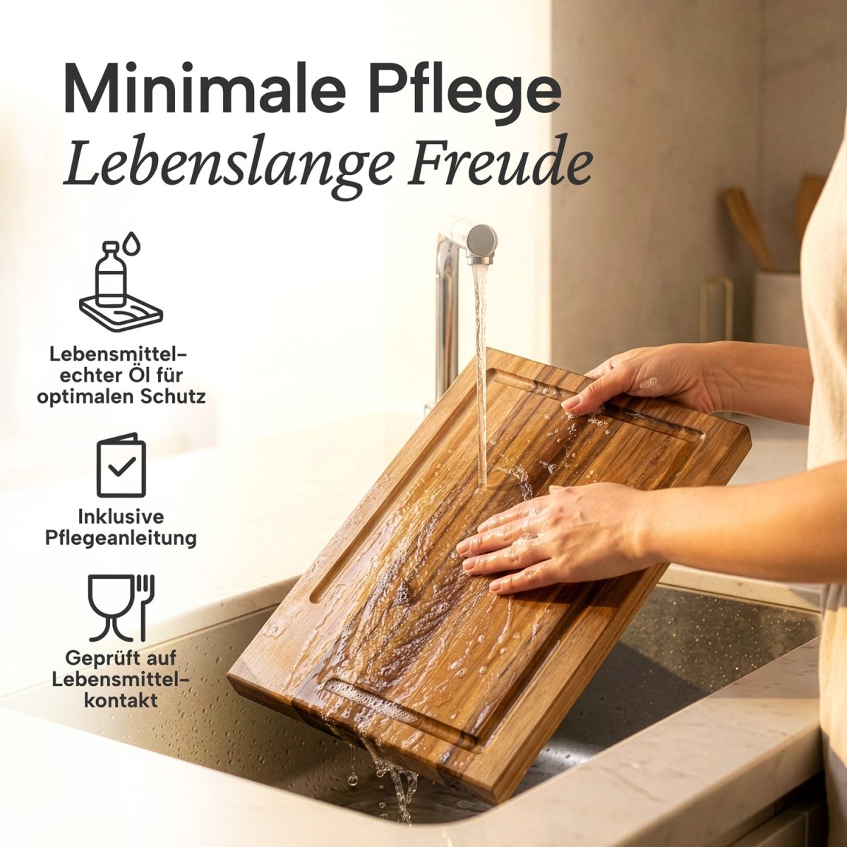 SCHNEIDEBRETT HOLZ Thrud - Massives Akazienholz 3er Set - 