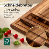 SCHNEIDEBRETT HOLZ Thrud - Massives Akazienholz 3er Set - 