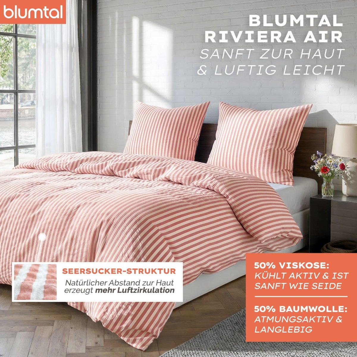 Seersucker BETTWÄSCHE Mani aus 50% Baumwolle &amp; 50% Viskose - Oeko - Tex zertifiziert - 